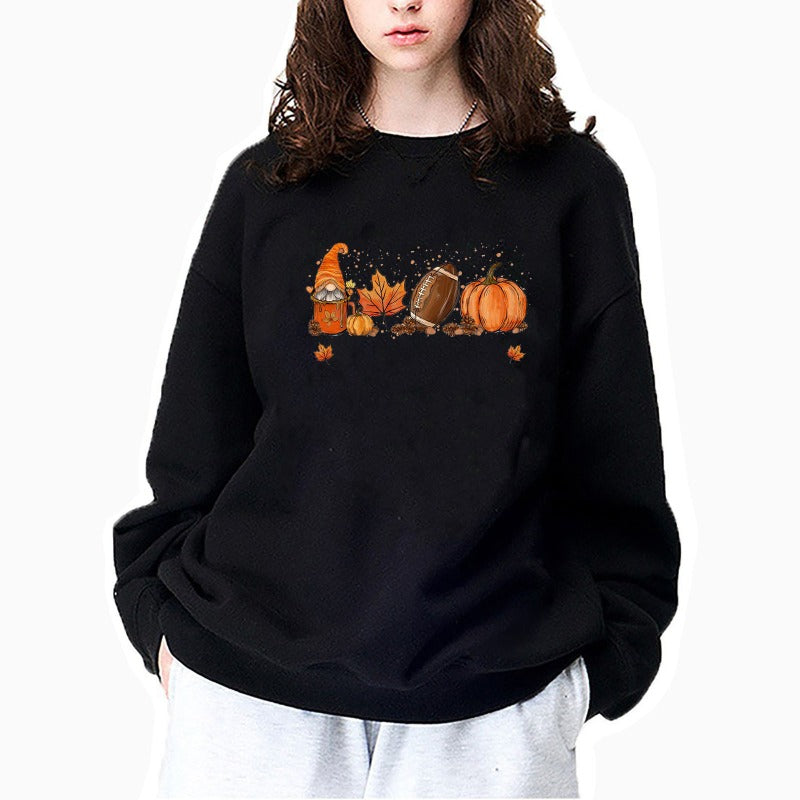Wholesale Thanksgiving Sweatshirt Pumpkin Coffee Cup 3D Printed Round Neck Sweatshirt